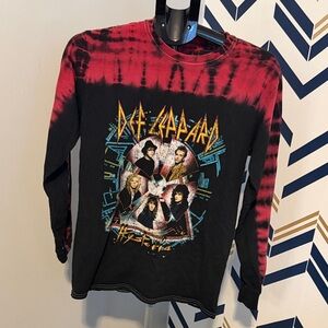 Tie-Dye Def Leppard Long Sleeve Shirt - Red and Black